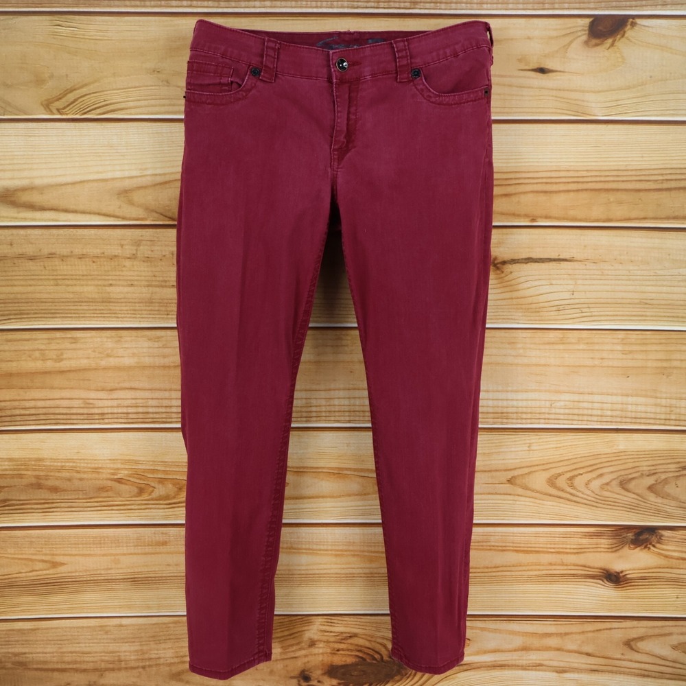 Seven7 Skinny Jeans Womens WAIST: 38" Maroon Cotton Stretch Mid‎ Rise Pockets